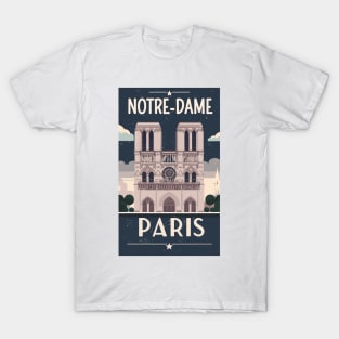 A Vintage Travel Art of the Notre-Dame Cathedral in Paris - France T-Shirt